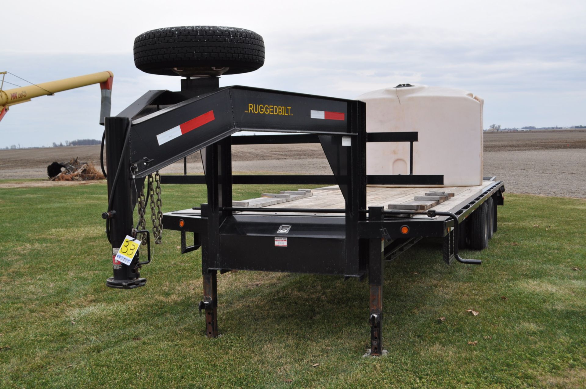 25’ + 5’ Ruggedbilt gooseneck trailer, 8’ wide, fixed dovetail, TA, duals, tank sells separate