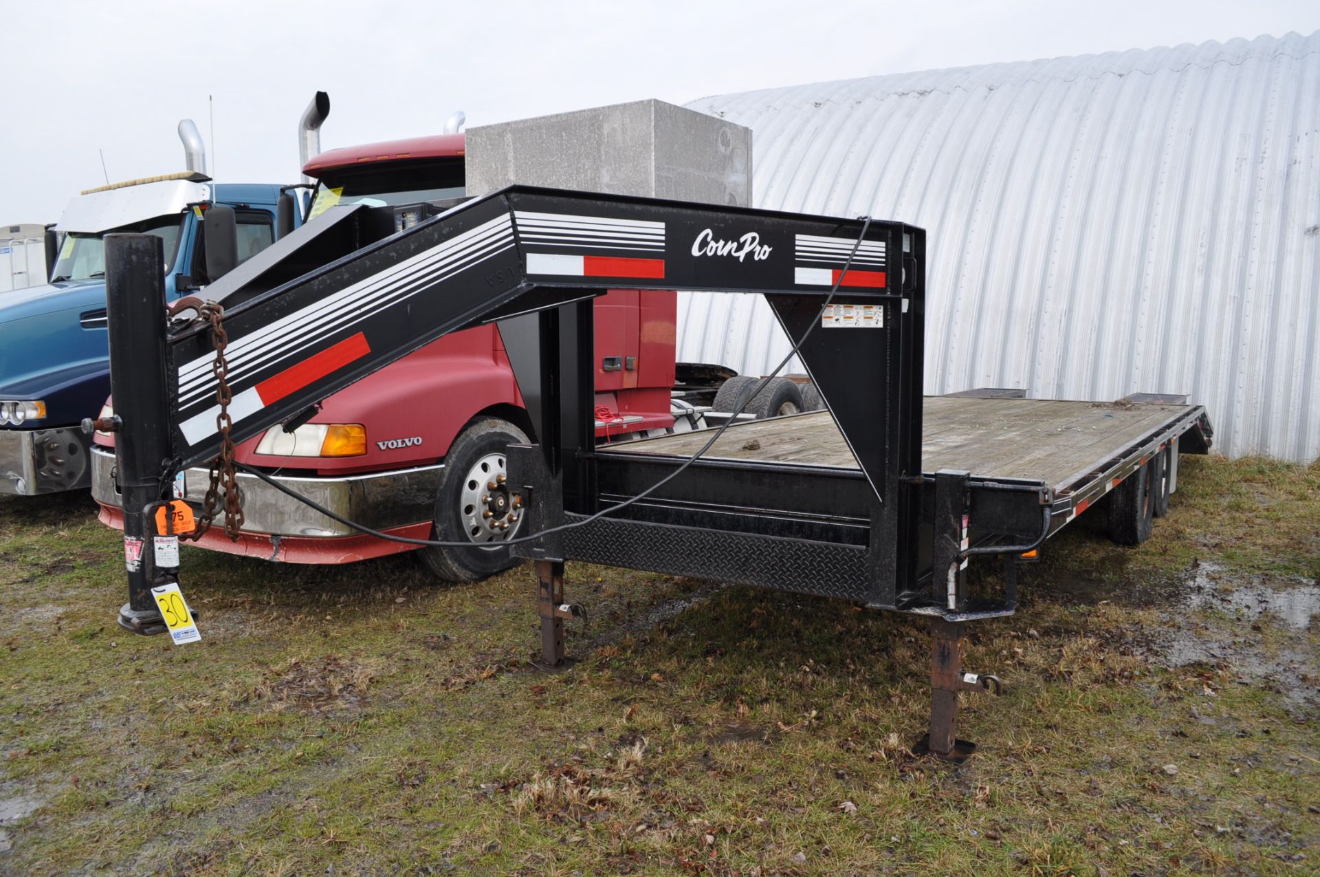 2009 20'+5" Corn Pro Gooseneck Trailer, wedge ramps, 102” wide, front storage compartment