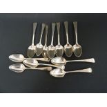 Set of six silver teaspoons initialled, by W. Bateman, 1830 & another six, Smith & Hayter, 1801, 7