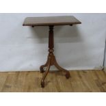 19th century mahogany snap top occasional table, the rectangular top on turned reeded tapered column