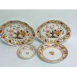 Pair of Bloor Derby Imari dishes of lobed rhomboidal form, each 29cm wide; an early 19th century