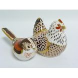 Royal Crown Derby paperweight in the form of a Hen, 8cm high & another in the form of a Long