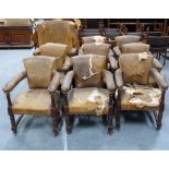 Set of nine late 19th century mahogany framed boardroom armchairs including high-backed chairman's