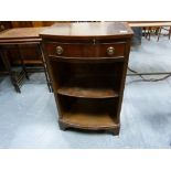 Small reproduction bedside table with drawer above open shelves.