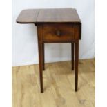 Georgian mahogany lamp table of Pembroke design & of small proportions, the drop flap top above