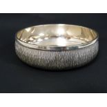 Gerald Benney silver circular bowl with bark decoration & slightly raised centre, 1970, 8 oz.