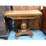 Mahogany & rosewood fold over top tea table, the later hinged top above good Victorian scroll end