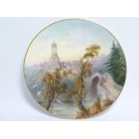 Minton hand painted circular plate depicting the Cenotaph of Burns from Auld Brig o'Doon, no. G3479,