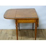 George III Sheraton style satinwood Pembroke table, with rosewood & yew crossbanding, the