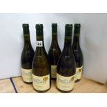 Burgundy white wine: J. Moreau & Fils Chablis 2000, five 750ml bottles. (5).