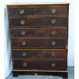 19th century tall chest, poss. Scottish provincial, the three long drawers, each with a double