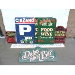 Cinzano advertising board & various other signs & boards.