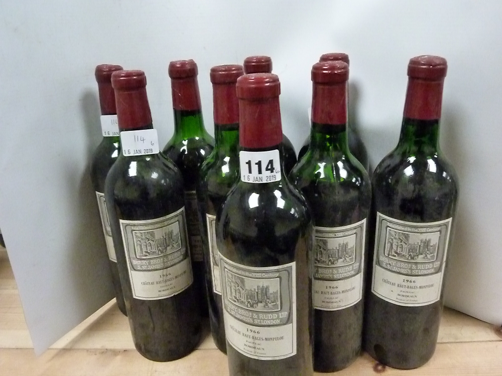 Bordeaux red wine: Berry Bros. & Rudd Chateau Haut-Bages-Monpelou Pauillac 1966, nine 75cl