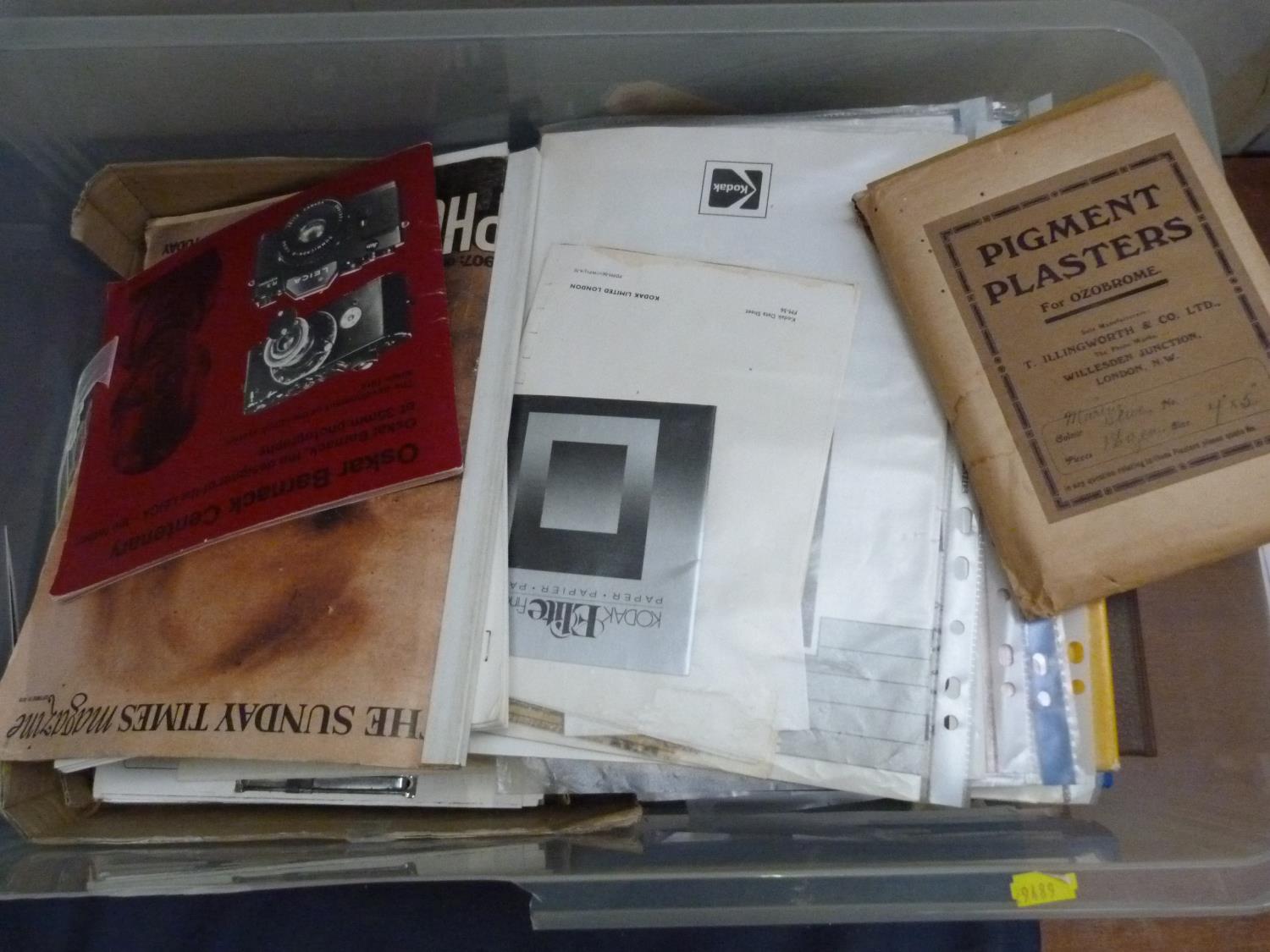 Photography.  A carton of softback publications, ephemera, research material in ring binders, etc.