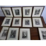 Cumberland & Westmorland - Waterfalls. 12 framed antique engs.