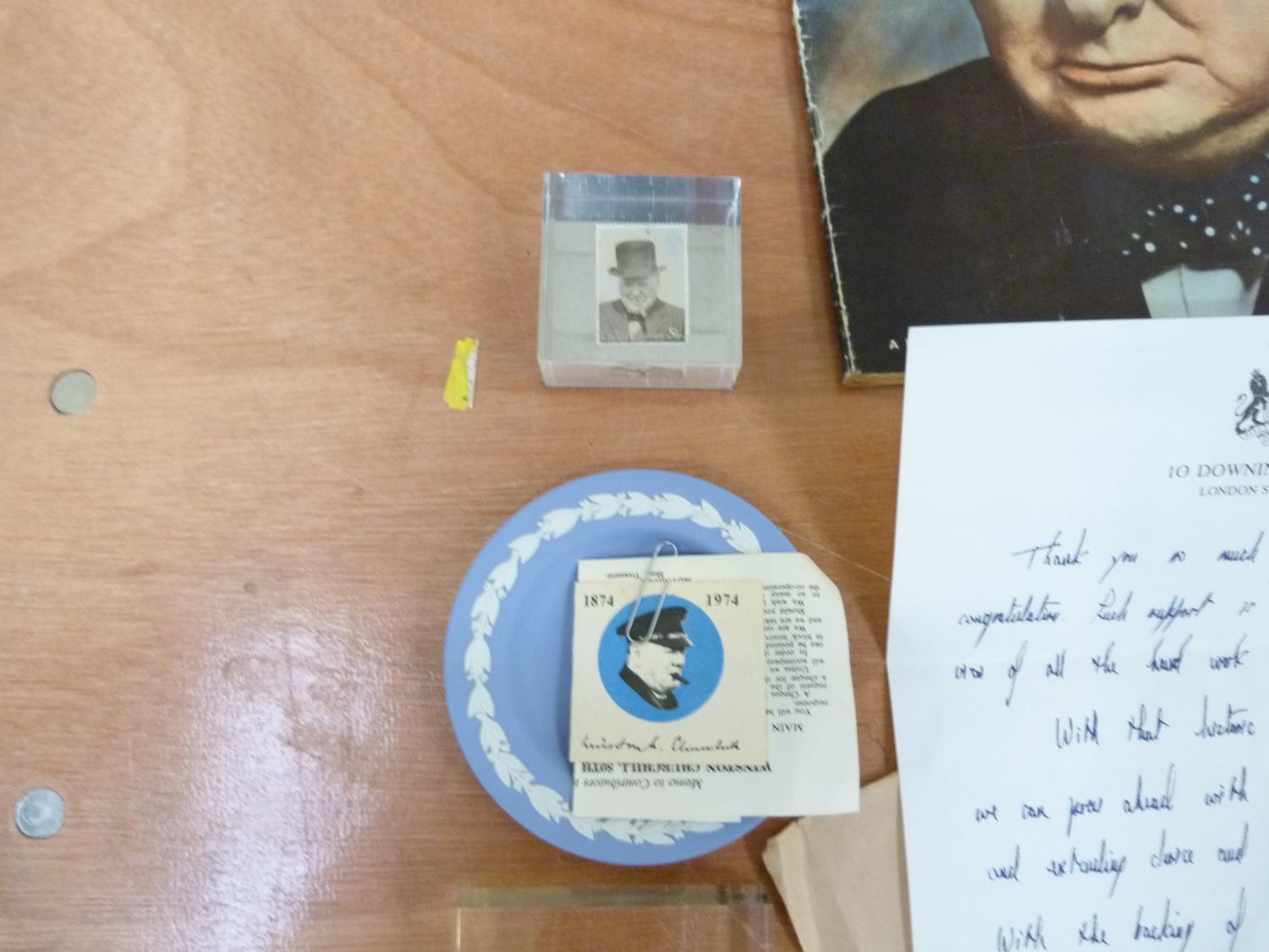 CHURCHILL W. S.  A collection of ephemera incl. coins, a Wedgwood pin tray & various other items - Image 14 of 15