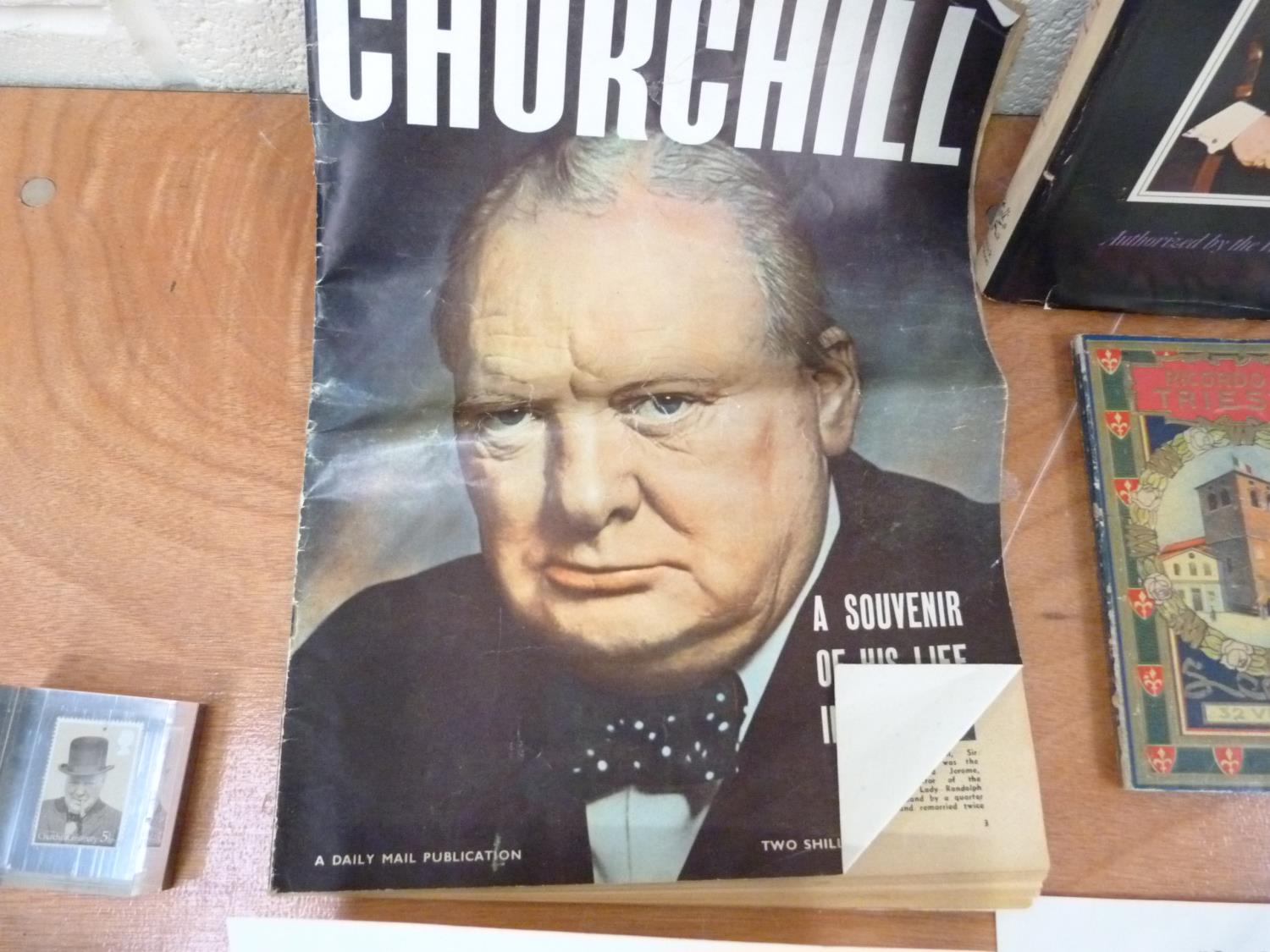 CHURCHILL W. S.  A collection of ephemera incl. coins, a Wedgwood pin tray & various other items - Image 9 of 15