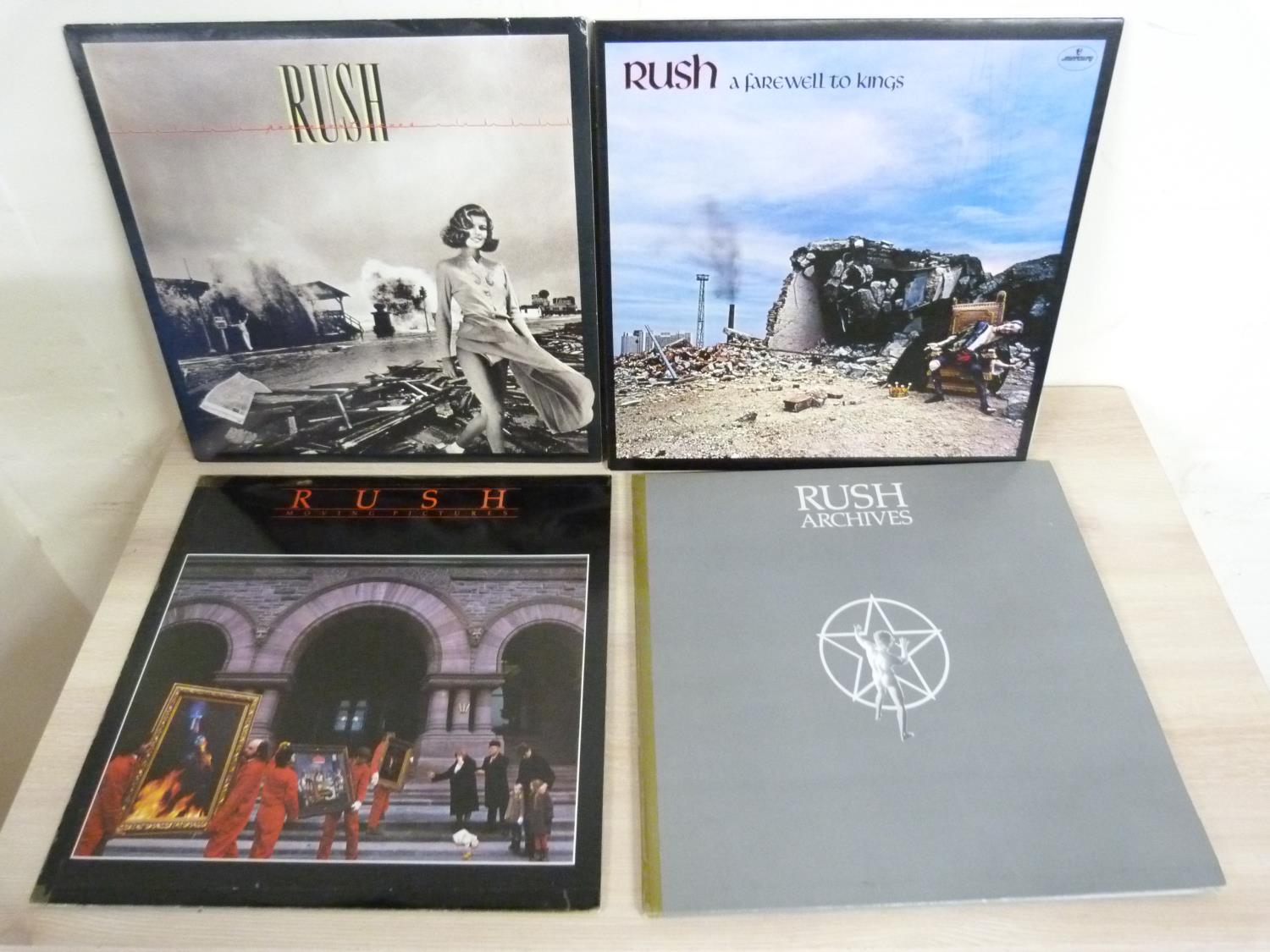 Four UK original Rush LP's to include Permanent Waves and Archives.