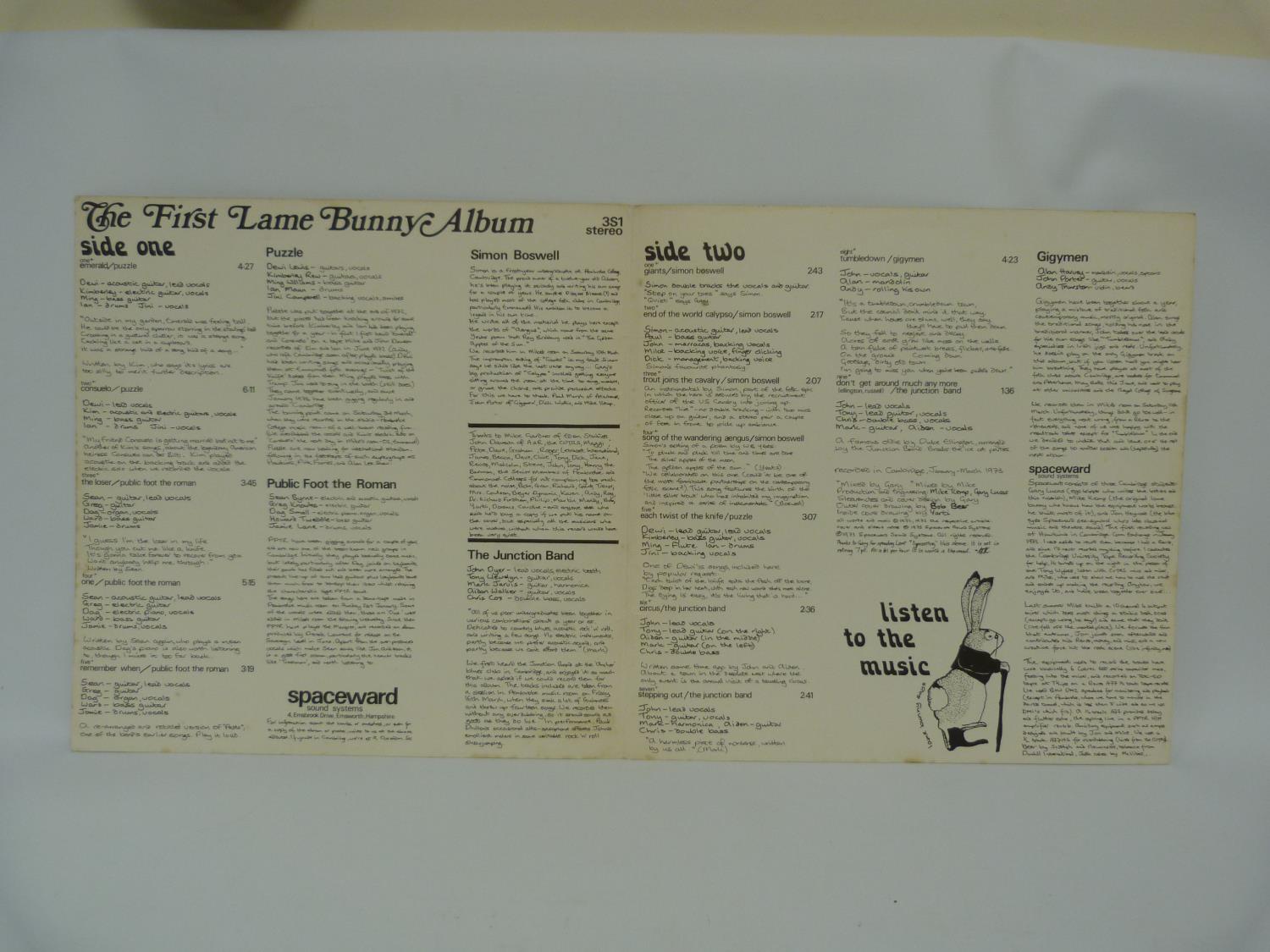 The First Lame Bunny Album - Cambridge Folk Private Press 1973 - with handwritten inner sleeve! - Image 3 of 5