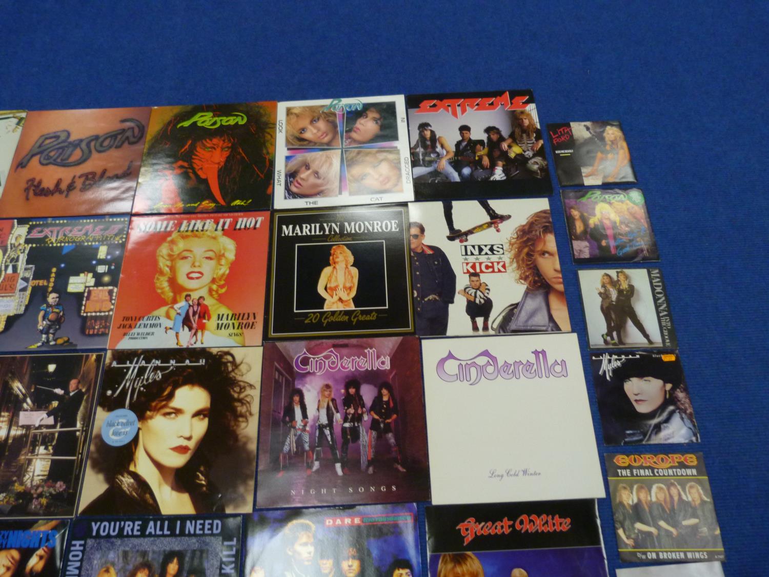 Quantity of Rock LP's to include Poison INXS and Cinderella. Also 45rpm records and two Marilyn - Image 7 of 12