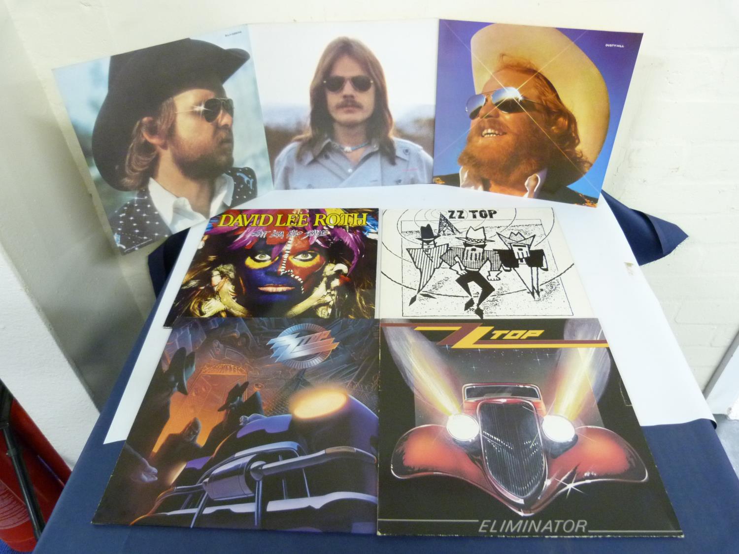 4 x ZZ Top LP's to include Antenna, Eliminator and Tejas plus David Lee Roth. (5) Vinyl mostly EX.