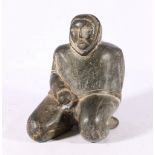 Canadian or Inuit hardstone carving of an Inuit, 19cm tall.