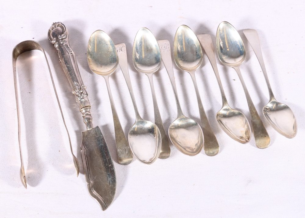 Set of five early 19th century silver teaspoons by Samuel Godbehere, Edward Wigan & James Boult,