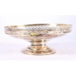 George V silver pedestal dish with pierced border rim by Docker & Burn Ltd., London 1924, 19cm