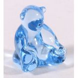 Baccarat blue glass paperweight in the form of a bear, 6cm tall