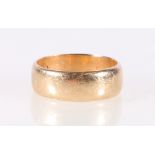 Unhallmarked yellow metal plain wedding band, size W/X ,9.9g