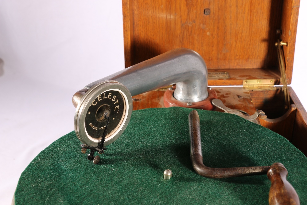Miller & Son of Cambridge portable gramophone in oak case, 32cm long - Image 3 of 3