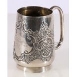 Late Victorian silver Christening mug, 9cm tall, 84.7g