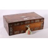 Victorian rosewood and mother of pearl inlaid writing slope, 40cm wide