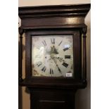 19th century longcase Grandfather clock with painted dialin oak case