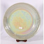 Murano glass lustre charger on stand, 46cm diameter.