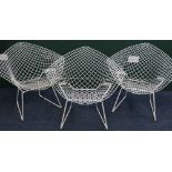 A set of three mid 20th Century design Harry Bertoia style diamond chairs.
