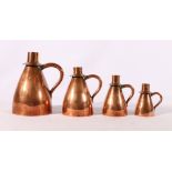 Set of four Victorian graduated copper measures by Alex Ramsay of Glasgow from half pint to