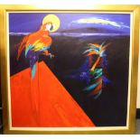 BILL BLACKWOOD Parrot signed oil on board 110cm x 113cm