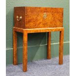 Early 20th Century walnut hinged top box on oak stand, height 62 cm x 47 cm wide.