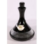 Contemporary Waterford hobnail flash cut black glass ship's style decanter by John Rocha, 26cm tall