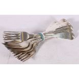 Set of twelve George IV silver dessert forks with "Suffer" crest (possibly Haldane) by Philip