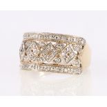 9ct yellow gold diamond cluster set dress ring, 3.8g, size R.