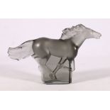 Lalique frosted glass model of a galloping horse, signed Lalique France, 18cm long