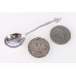 Silver spoon for Shipton & Co Ltd, Chester 1956, a silver crown 1935, etc.