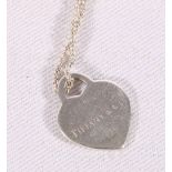 Tiffany & Co silver pendant of heart form on fine chain