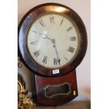 19th century mahogany cased wall clock, 55cm tall