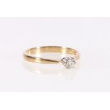 9ct gold diamond solitaire ring, 1.6g, size N.