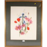 ELSPETH HARRIGAN (1938-1999) Tulips and Pyrethrum Signed watercolour 57cm x 45cm
