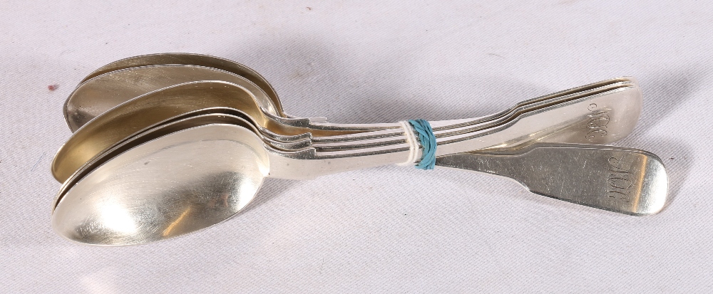 Set of six silver dessert spoons by William Forrest & Co Edinburgh 1831, 204g