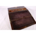 Mid Victorian rosewood and white metal strung writing box or lap desk, 40cm wide